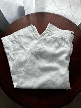 Women's Tahari 100% Linen Pants, White, XL